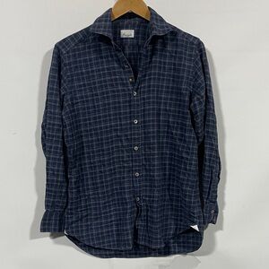 Giannetto Men's Navy Plaid Button-Up Shirt